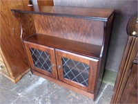 Dark Oak Open Face Bookcase with Faux Leaded Glass