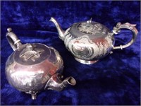Fancy Victorian Silverplate Teapots