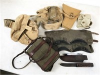 WWII military gear with knife and spats