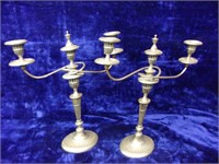 Lovely Silverplate Over Brass Candleaubras