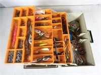pair of tackle boxes with tackle