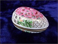 Herend Handpainted Pierced Porcelain Egg Trinket