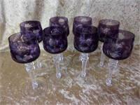 8 Stunning Aubergine Cut To Clear Crystal Stems