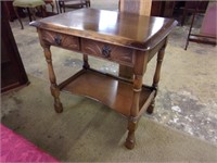 Relief Carved Telephone Table with Drawers and