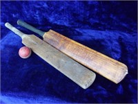 Pair Wooden Cricket Paddles with Ball