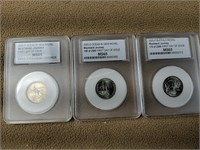 3 graded US coins. 2005-p ocean and view nickel,
