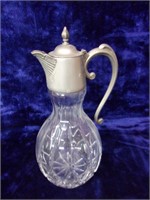 Crystal and Pewter Lidded Caraffe