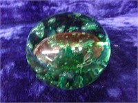 Large Green Mouth Blown Art Glass Orb with