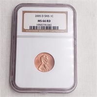2005 D SMS 1 Cent NGC MS66 RD