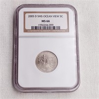 2005 D SMS Ocean View 5 Cent NGC MS66