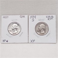 1937, 1939D Quarters XF