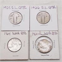 1925,1926,1964, 1964D Silver Quarters