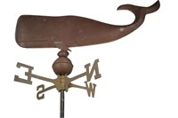 Vintage Whale Copper Weather Vane