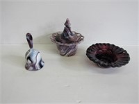 Imperial Glass Purple Slag Bell, Candy + Bowl