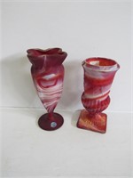 Imperial Glass 2 Ruby Slag Vases
