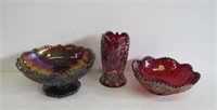 Imperial Glass Carnival Bowls + Vase