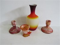 Imperial Glass Peachblow Vase + Slag Glass