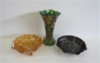 Imperial Glass Carnival Bowls + Vase