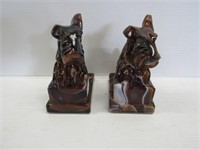 Imperial Glass Brown Slag Glass Dog Book Ends