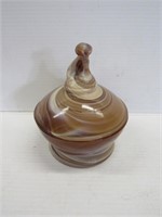 Imperial Glass Brown Slag Glass Dog Covered Candy