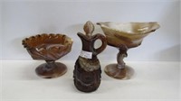 Imperial Glass Brown Slag Glass 2 Compotes +