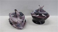 Imperial Glass Purple Slag  Iron + Covered Candy