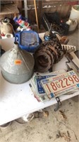 Tin Funnel, License Plates, 2-Oilers, socket set