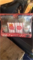 Coca Cola Popcorn package and drinking glasses in