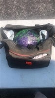 Bowling ball, bag and shoes