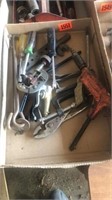Screwdrivers, pliers, and vise