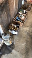 Caulk Guns, Wiring, Lamp Oil, and old gas can