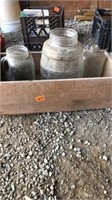 3-glass containers & Americana Wood Box