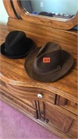 Minnetonka leather hat, and old style hat