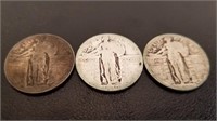 (3) Standing Liberty Quarters (90% Silver)