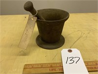 Vintage Cast Iron Mortar and Pestle