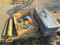 Blue Tool Box w/misc. Wrenches, Sockets, Misc.