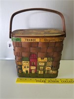 Vintage Painted Basket 8.5" x 4" x 9"