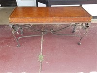 Sofa Table w/Wrought Iron Base, 55" x 19" x 28.5",