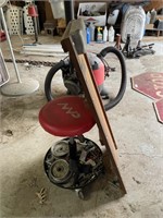 Rolling Work Stool and Wooden Creeper