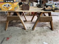 Wooden Saw Horses & Piece of Plywood Sheet
Saw