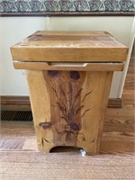 Wooden Potato Style Bin, Currently has laundry