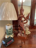 JD Lamp, Oil Lamp, Wood Statue