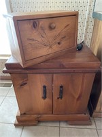 Wooden Cabinet and Bread Box