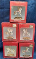 N - 5 PORCELAIN BISQUE MINI CAROUSEL HORSES