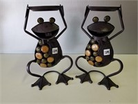 (2) Metal Frog Candle Holders 12" tall