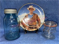 Franklin Mint "The Duke" plate & canning jars
