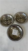 Three Small Rogers Sterling Silver Pin Dishes