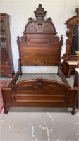 Walnut Victorian Full Size High Back Bed