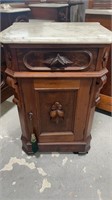 Walnut Victorian Marble Top Half Commode