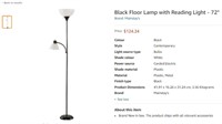 Black Floor Lamp with Reading Light - 72"